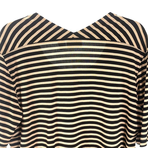 Chico’s Black Gold Shimmer Striped Scoop Front V Back Top Size 3, US 16/X-Large - Picture 4 of 8